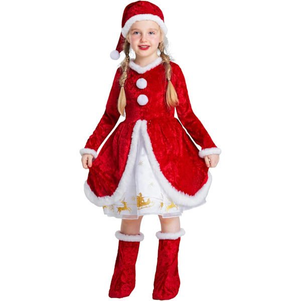 Kids Christmas Clothes Girls Christmas Boys Santa Claus Dresses Fancy Costumes Hats Shoes Gifts 3-10 Years