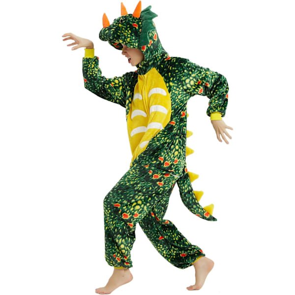 Vuxen Unisex Jumpsuits Kostym Djurkostym Dräkt Kick Suit Nattklänning Pyjamas Huvtröja Nattkläder Cosplay Cartoon Kigurumi Karneval Jul Halloween B-darkgreen dinosaurie L