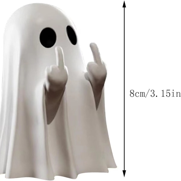 Halloween-aiheinen luova keskisormi-haamu hartsikoristeet haamufestivaali-temppu provosoiva haamu puutarhakoriste käsityöt Bat ghost 8CM