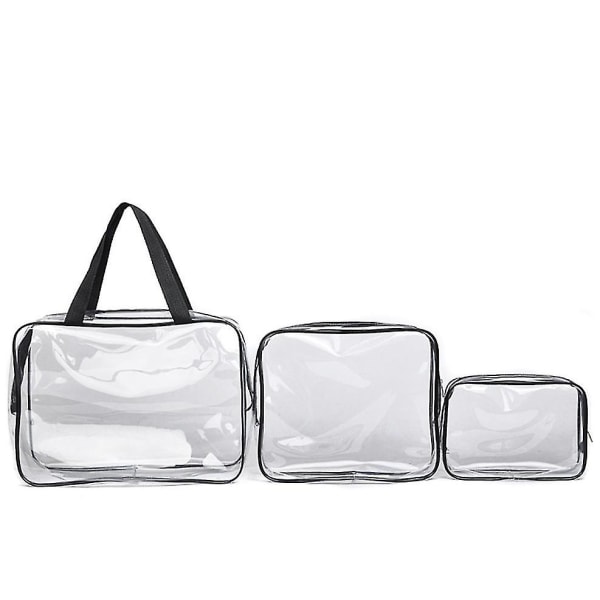 3 delar genomskinliga resväskor för toalettartiklar, vattentät genomskinlig plast kosmetiska sminkväskor, organizer