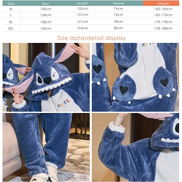 Aikuisten unisex-hyppyhaalareita, eläinpuku-onesie, yöpaita, pyjama, huppari, yöasu, cosplay, pahvilaisten yöasuja juhliin, halloween herrstygn M