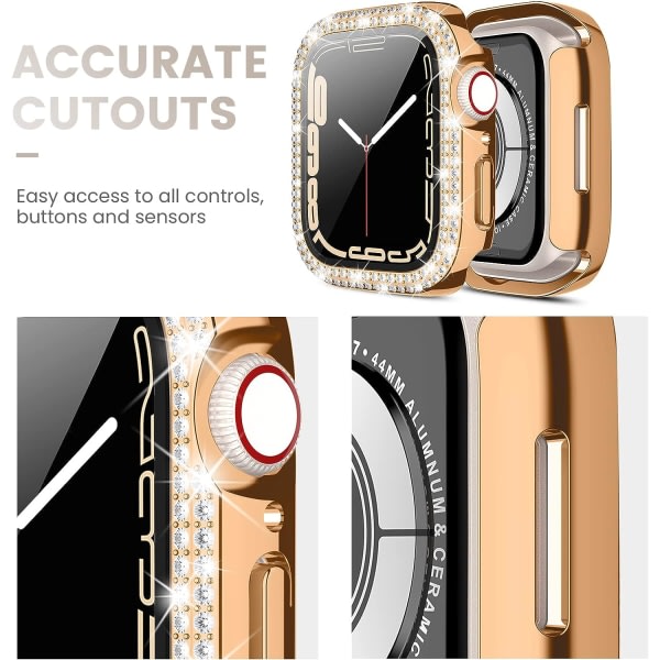 [3Pack] f?r Apple Watch Screen Protector Case SE Klart/roséguld/silver för endast 44 mm