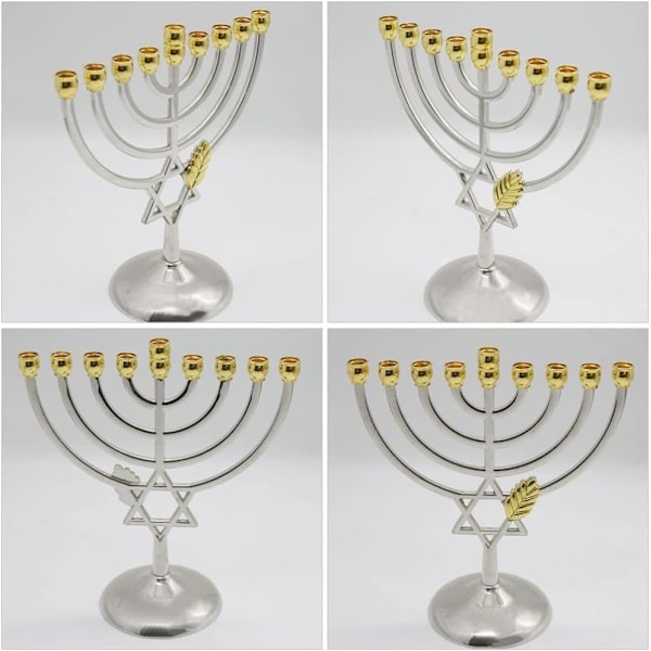 Tradisjonell Klassisk Hanukkah Menorah med 9 Lys - Metallhåndverk Egnet for Nyttårsferie Hjemmedekor