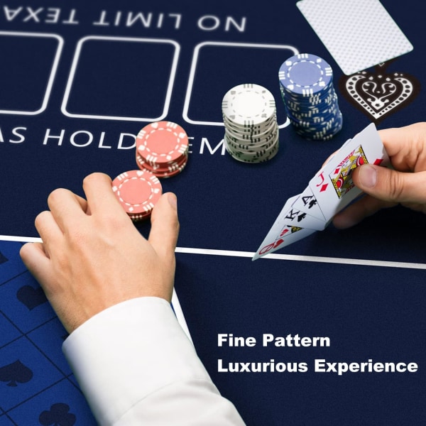 Pokermatta 120×60cm, 6-spelare Texas Hold'em Pokergummimatta Pokeröverdel för bord