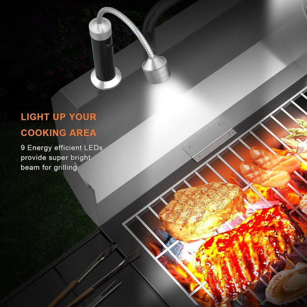 Fireor Barbaccoa Light For Magnetic Base, Superbrillant LED LEDs, 360-graders flexibel svanhals, v?derbest?ndig, Batterier medf?ljer, Weber Grillin