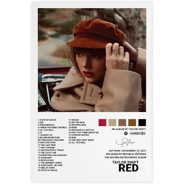 Pop Singer Taylor Swift Canvas Poster For Room Aesthetic Canvas Wall Art Bedroom Red