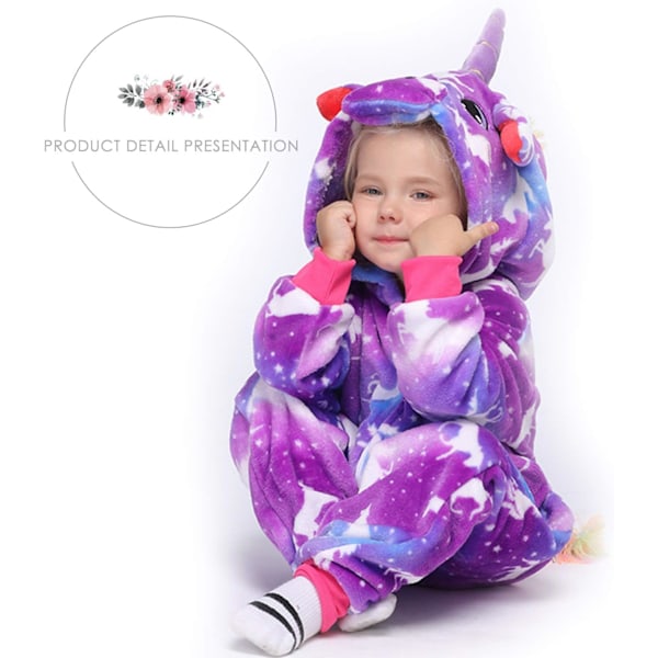 Lasten unisex-hyppyasu, 2023 eläinpuku onesie yöpaita pyjama huppuinen yöasu cosplay kigurumi yöasu joulu halloween lila 140