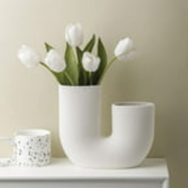 Vas Keramiska Vaser f?r Blommor U Formad Vas Minimalistisk Modern