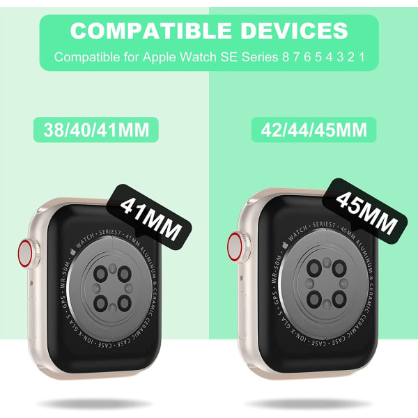 Kompatibel f?r kristallklara Apple Watch -band, 45 mm 44 mm GlitterGreen 38/40/41 mm