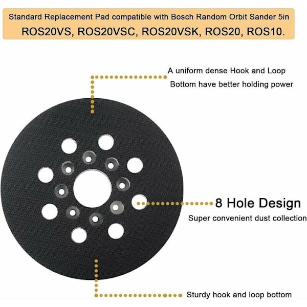 125 mm slibeunderlag kompatibel med Bosch PEX 220 A, GEX 125-1 AE, PEX 220 AE, Skil 7402/7490, 2 stk..