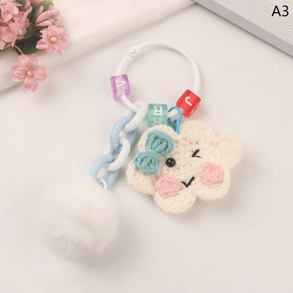 e Cartoon Knit Pendant Keychain Creative Anime Keyring Bag Deco A3