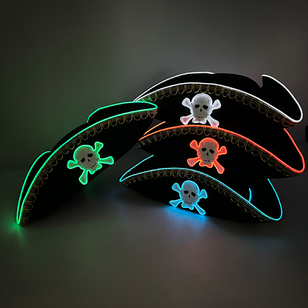 Halloween-perlehue carnival-hat LED trådløs fluorescerende farverig cowboy lysende hat laser fantasi cowboy hat Adult Wireless Model-Green One Size