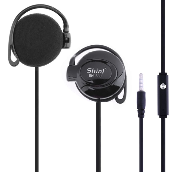 Shini Sn-360 Ear Hook Headset 3,5 mm tr?dbundna stereoh?rlurar Spel Sporth?rlurar Med Mic F?r Telefon Headset Svart