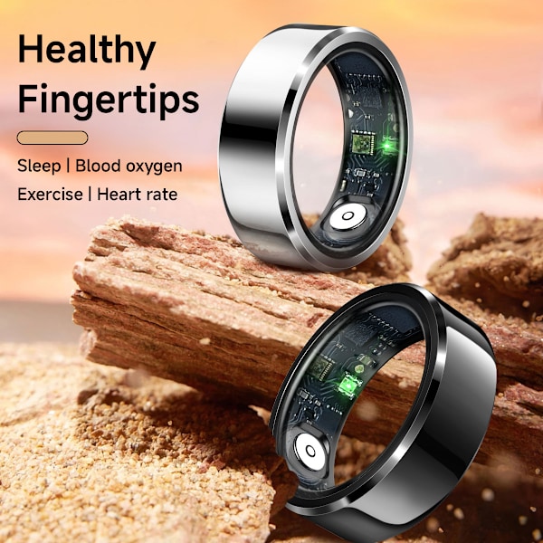 Ny LA380 smart ring hjertefrekvensovervåkingsring søvnovervåking dyp vanntett kamera skritteller trening Black No. 9/18 inches