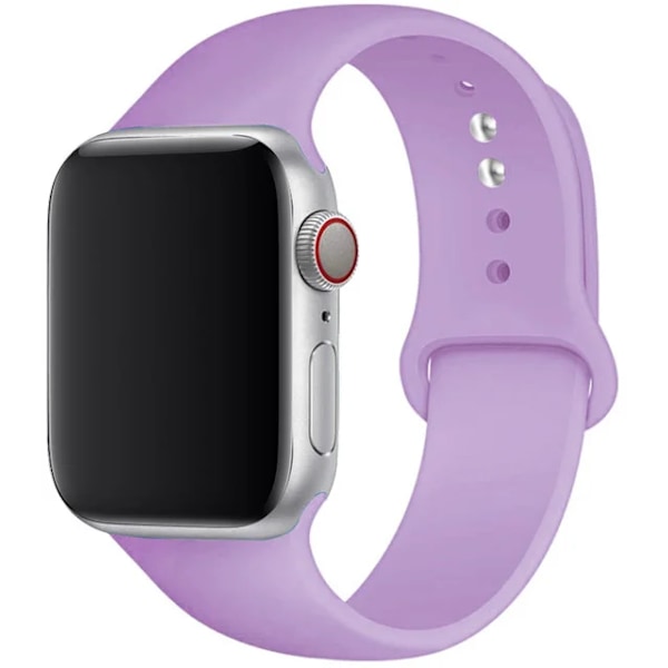 Silikoniranneke Apple Watchille 45mm 44mm 42mm 49mm 41mm 40mm 38mm correa armband iwatch Series 8 7 9 SE 4 3 5 Ultra 6 Laventeli Lavender 42 44 45 49 mm S-M