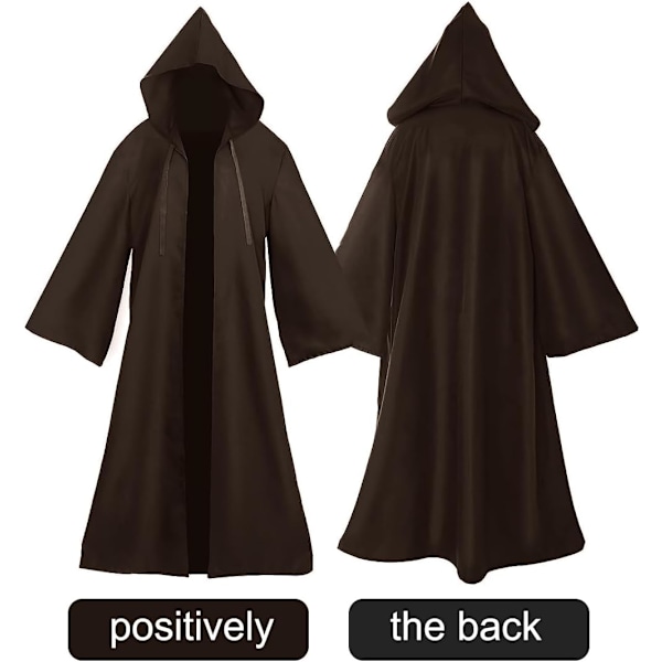 Halloween Dekoration Tip A, Middelalderlig Renæssance, Munk med snor, Mænd præster med kors til temafest halloween cosplay karneval og karneval Brun XL