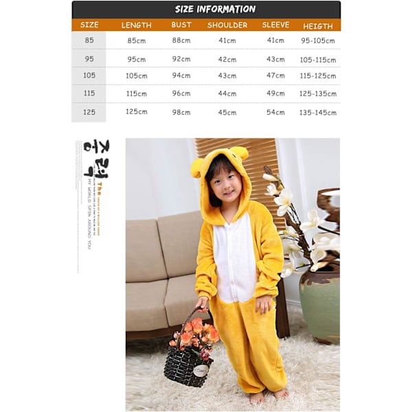 Barn unisex jumpsuit, 2023 kostymdjur onesie nattklänning pyjamas huvtröja cosplay kigurumi nattkläder jul halloween Björn 120