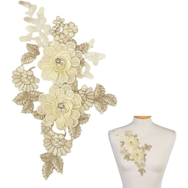 Glitter Lace Applique Blomster Patch til Bryllupskjole og Tøj Kunsthåndværk Typ 1 Typ 1