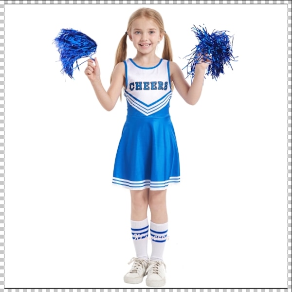 Lasten cheerleading-asuja, päiväkoti- ja vauvan tyttöjen cheerleading-asuja, lavanäytösten koulujen cheerleading-asuja 蓝色啦啦花球袜 身高130cm