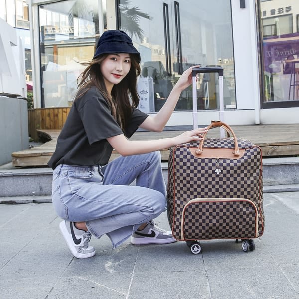 Travel Business Handhållen förvaringsväska Koreansk stil Bagage och Duffelväskor Liten handväska Klassisk rutig liten