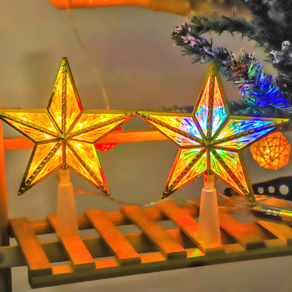 Christmas Tree Topper, Lighted Star Tree Top, Treetop Star färgglad