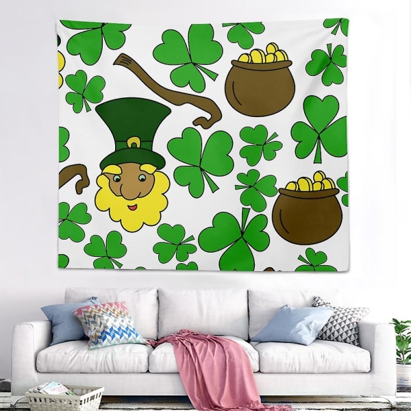Glad St. Patrick's Day Bakgrund och bordsduk Party Bakgrund Tyg Tecknad Festtillbehör Barn Banner Dekoration