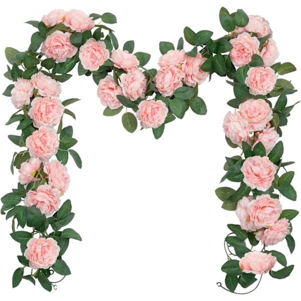 3pcs 2m Pink Peony Garland, Silk Rose Vine for Wedding, Outdoor Wall Decoration