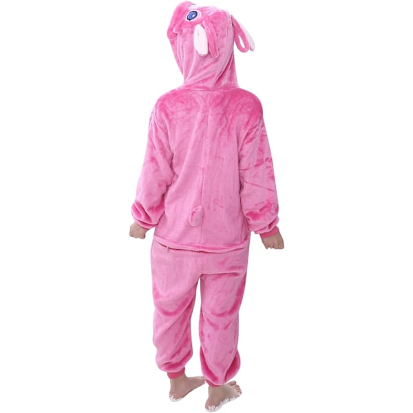 Barn unisex jumpsuit, 2023 kostymdjur onesie nattklänning pyjamas huvtröja cosplay kigurumi nattkläder jul halloween Rosa stygn 100