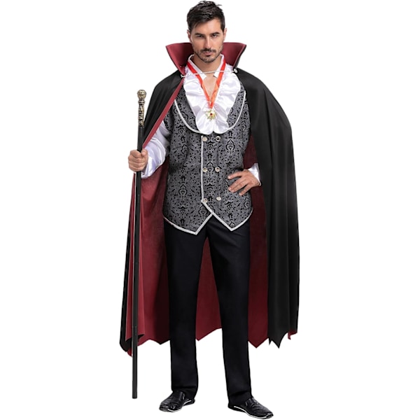 Renässans & Medeltida Läskig Deluxe Vampyr Kostym För Halloween Herr Rollspel Synder & Cosplay SILVER M