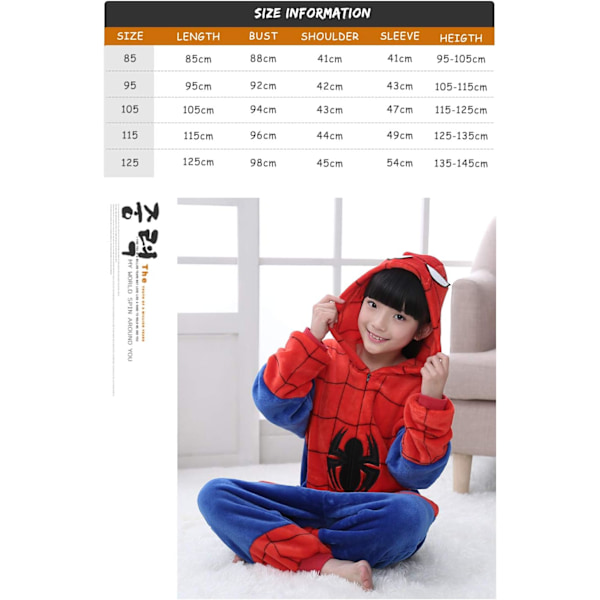 Barn/Unisex Fancy Dress Djurdräkt Onesie Pyjamas Jumpsuit Cosplay Kigurumi Jul Halloween Maskerad Spindelmannen 100