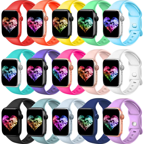15-pack watch kompatibla f?r Apple Watch -band 38 mm fr?rg slumpm?ssigt Flera färger 38/40/41mm