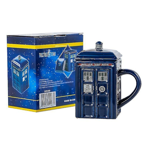 Doctor Who Tardis Krus Kaffe Te Kopp Politiboks Keramisk Krus Med Lokk Deksel Bursdagspresang