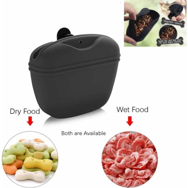 BPA-fri foderklassad silikontr?ningsp?se f?r hundgodis, cover, liten hundgodisp?se med midjekl?mma, hundklicker