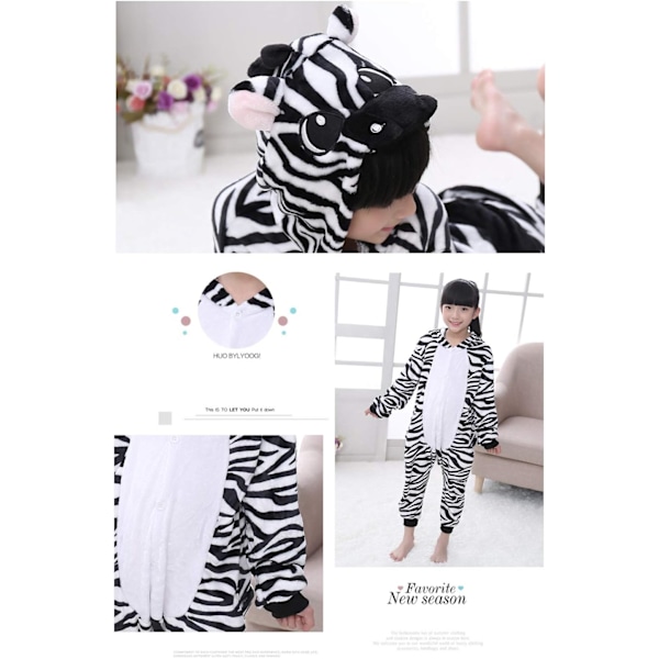 Børne/Unisex Fancy Dress Dyrekostume Onesie Pyjamas Jumpsuit Cosplay Kigurumi Jul Halloween Fancy Dress Zebra 120