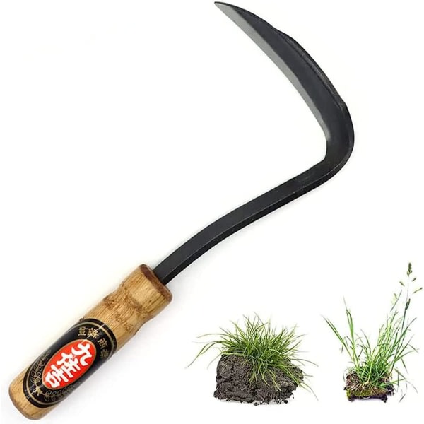 Kana Hoe 217 Japanese Garden Tool - Hand Hoe/Sickle ?r perfekt f?r ogr?srensning och odling. Bladeggen ?r mycket skarp