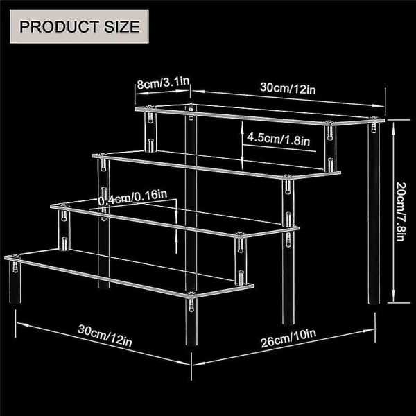 Displaystativ i akryl Klar 4-vånings Cupcake-stativ Display Bordsdekor och organizer (2 st
