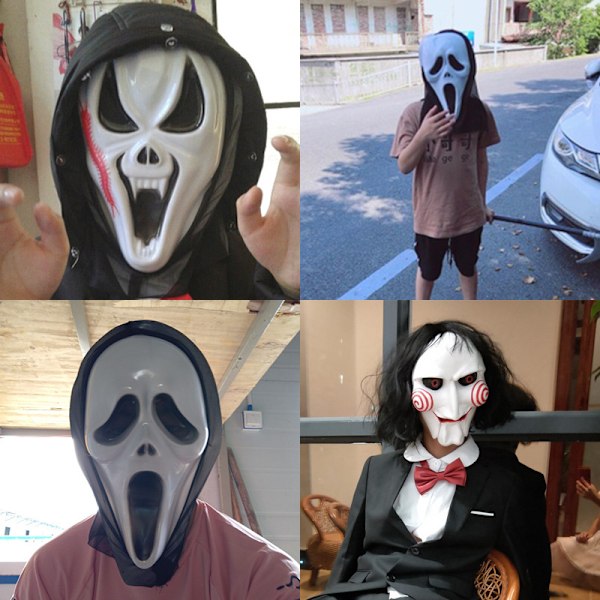 Halloween skrekkmaske for voksne og barn, skummel maske for hodet, morsom skummel spøkelsesmaske, hodeskalle, vampyr, utkledning Ghost mask