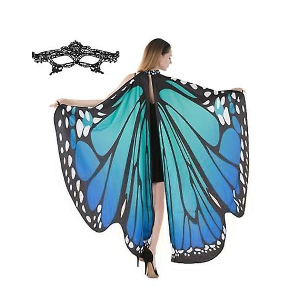 Butterfly Wing Cape Sjal med spetsmask, Halloween kostymtillbeh?r FÄRG 1 Cherry
