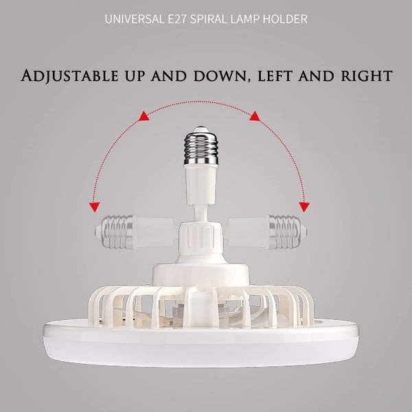 Socket Fläkt Light 10 Inches Socket Fläkt Takfläkt med Ljusdimbar fjärrkontroll 3 Fläkthastigheter E26/E27 Ljus Socket Fläkt för Badrumsskåp