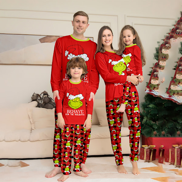 Familie Matchende Grinch Julepyjamas Nattøj til Voksne Børn Drenge Boys 10T