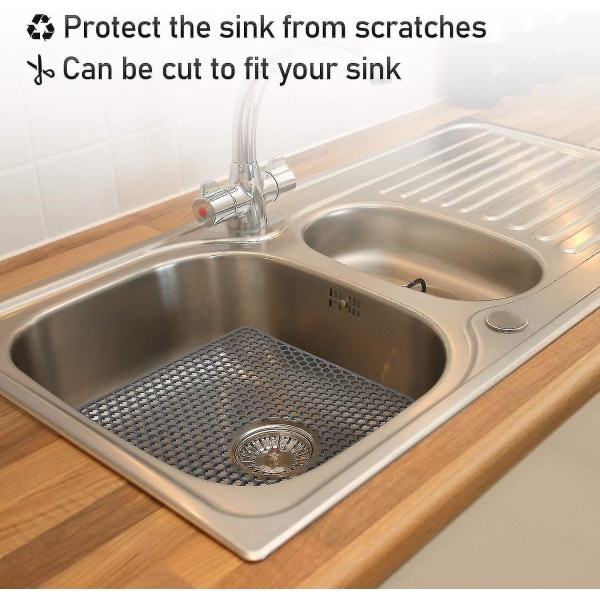 Silic Sink Mat, Kit Sink Protector Folding Myra Halkfri för Bm av mindre stål Porslinsvask, 13,5 X 13,5'' (grå) #calu