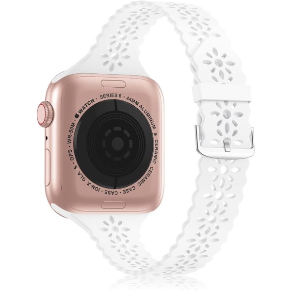 Silikonband i spets kompatibel med Apple Watch Band 38 mm 40 mm 42 mm 44 mm kvinnor-(38/40/41 mm vit)