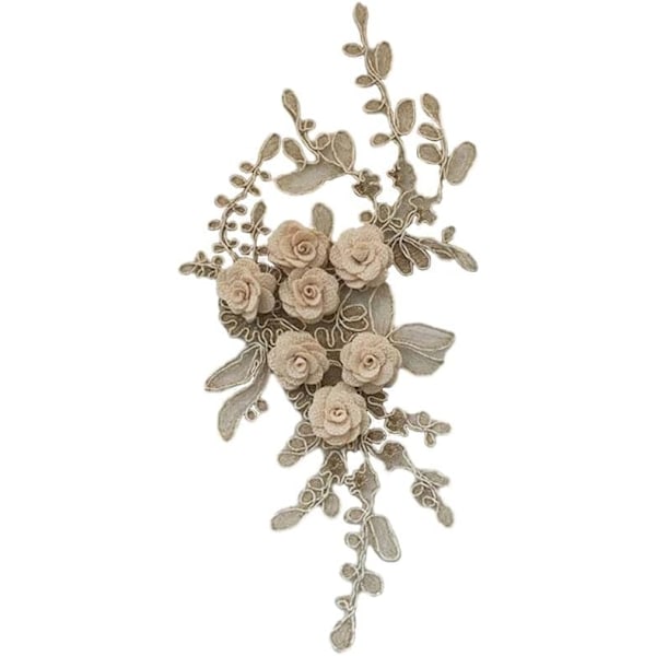 4 stk. blonder blomsterapplikation 3D blomsterbroderet blonder stof trim blonder blomsterapplikation sy på lapper til tøj brudekjole DIY dekoration 4 delar Parent