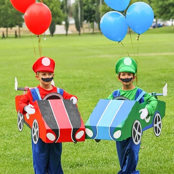 Mario-asuun tarvikepaketti, Mario ja Luigi -hatut, viikset, käsineet lapsille Green