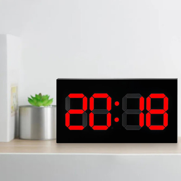 Elektronisk 3d led väggklocka Digital fjärrkontroll med datum röda siffror