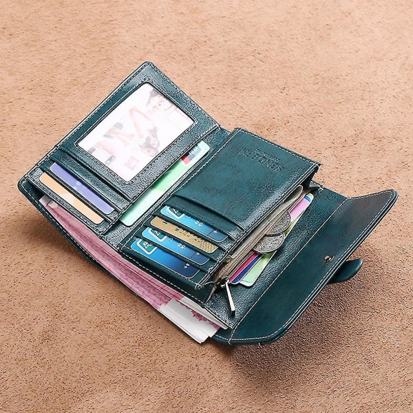 Kvinnors retro läderplånbok Kvinnlig Kort Kreditkortshållare Myntväska Trifold Plånböcker För tjejer Dam Hasp Mony Bag