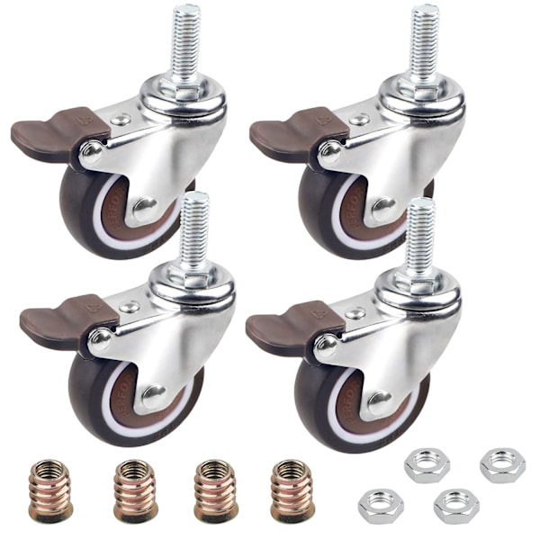 32mm Transport Castors with TPE Brake, Ideal for Small Furniture Units