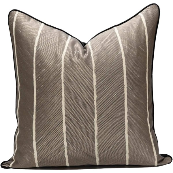 Lyxigt modernt randigt dekorativt fyrkantigt cover Jacquard Kuddfodral Cover f?rb?ddsoffa stol (svart guld, 18"x18")