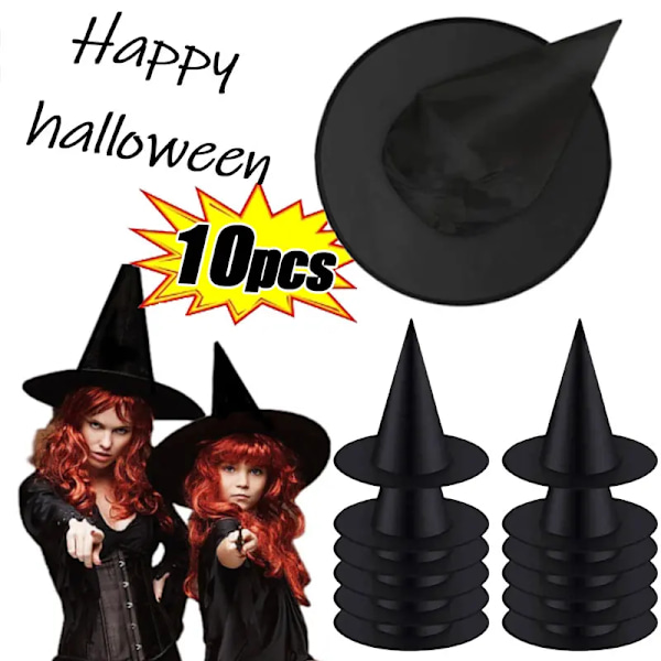 1-10 stk Halloween heksehat børn voksne Halloween fest cosplay kostume rekvisitter dekoration sort troldmand hat gård hængende heksehat Black 5PCS