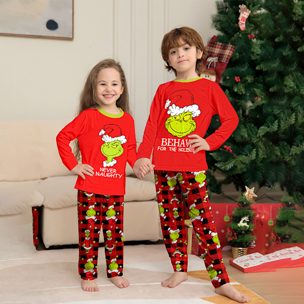 Familjematchande Grinch Julpyjamas för Vuxna och Barn - Flickor Nattkläder Girls 10T